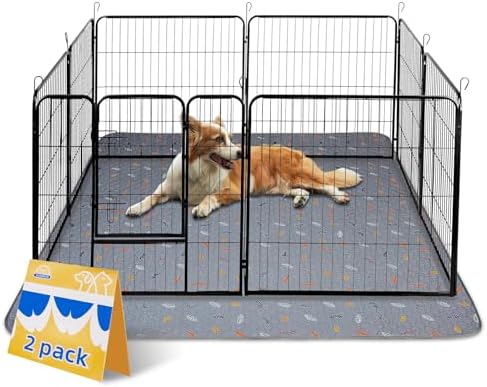 Sunheir Washable Pee Mats for Dogs - Large 48" x 48" 2-Pack Reusable Puppy Pads, Absorb Dog Mats, Whelping Pad, Non-Slip, Protects Urine Leakage (Light Grey, 48x48) by SUNHEIR