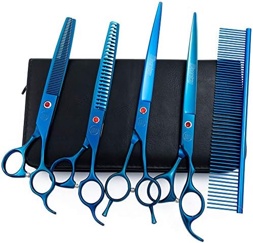 Moontay 8" Professional Dog Grooming Scissors Set of 5 with Pet Comb & Bag by Moontay