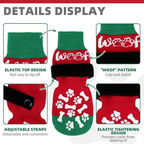KOOLTAIL Anti Slip Dog Socks for Hot/Cold Pavement to Prevent Licking Paws, Dog Boots&Paw Protector with Grippers for Hardwood Floors, Traction Control No Twist Booties for Small Medium Large Dogs - Image 2
