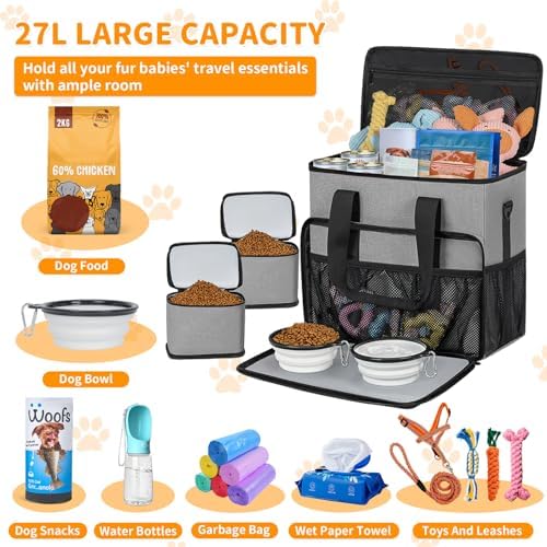 TORIBIO Large Dog Travel Bag for Supplies with Food Bowl - Image 2