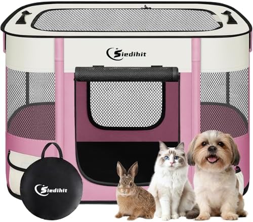 Siedihit 28" Dog Playpen,Cat Puppy Pen, Pet Portable Crate Indoor Outdoor by Siedihit
