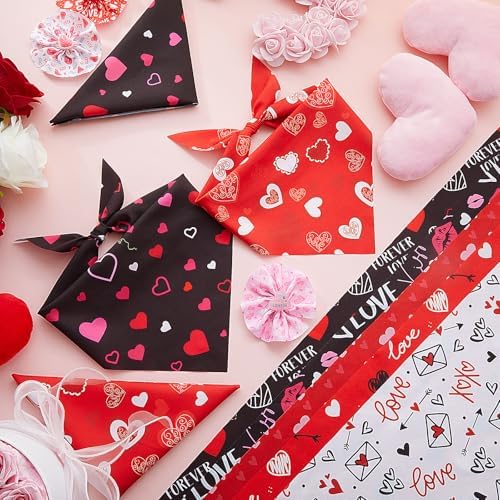 Weewooday 50 Pcs Valentine's Day Dog Bandanas Bulk for Dogs Soft Bibs Adjustable Triangle Heart Lips Bandana for Small Medium Large Pet Costume(Valentine, 25.6 x 17.7 x 17.7 Inch) - Image 5