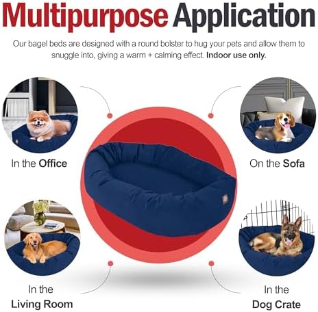 Majestic Pet 24 Inch Suede Calming Dog Bed Washable – Cozy Soft Round Dog Bed with Spine Support for Dogs to Rest Their Head - Fluffy Donut Dog Bed 24x19x7 (Inch) - Round Pet Bed Small – Navy (2025) - Image 5
