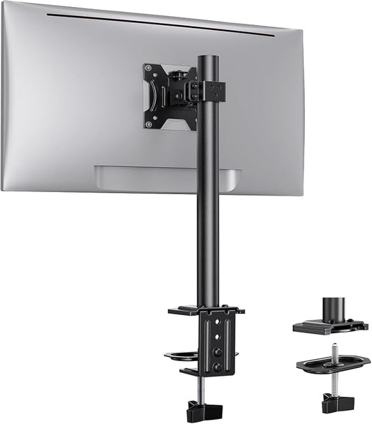 Ergear Single Monitor Mount for 13-32 Inch Screens,17.6 lbs Capacity | Steel pole design,tilt, swivel, rotation,cable clips,desk space saving, home office setup, VESA 75x75/100x100mm by ErGear