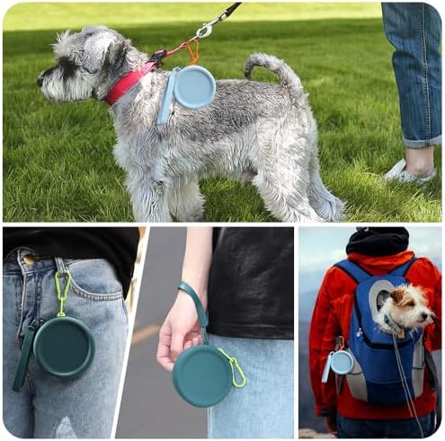 WALLFID Silicone Dog Treat Pouch, 2PCS Pet Walking Bag, Pocket Size, Easy to Clean, Odorless, Zipper Design, Moisture-proof, Portable Training Bag (Lake Blue & Green, 3.55 x 3.55 x 1.18 inches) - Image 6