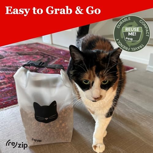 (re) zip Cat Food Storage Bag & Kibble Carrier, 14-Cup Roll Top, Black - Image 5