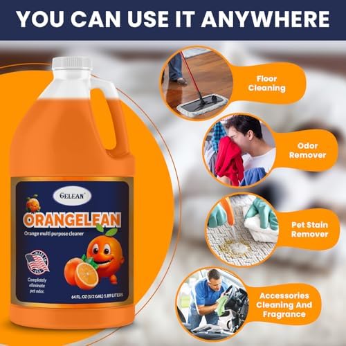 Multi Purpose Cleaner Pet Odor eliminator 64oz - Concentrate MAKES 32 GALLON - MADE IN USA- pH Neutral - Strong Floor Cleaner Odor eliminator - Stain Remover Cleaner & Deodorant (64 Fl Oz, Orangelean) - Image 2