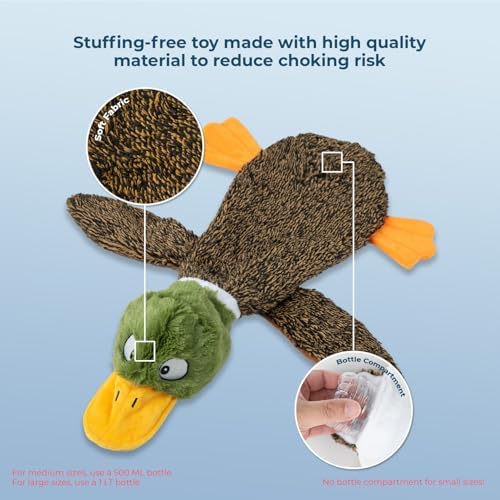 Best Pet Supplies 2-in-1 Stuffless Squeaky Dog Toy - Wild Duck, Pig, Large - Image 4