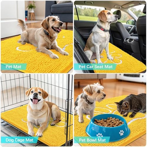 OLANLY Dog Door Mat for Muddy Paws 30x20, Paw Print Design Chenille Mud Mat - Image 7