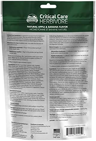 Oxbow Critical Care Herbivore, Emergency Rabbit & Guinea Pig Food, Natural Apple Banana Flavor, Critical Care Herbivore, Assist Feeding Formula for Pets, 454 gram Bag (Pack of 6) - Image 2