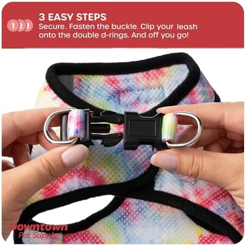 Downtown Pet Supply Step-in Dog Harness – No Pull, Adjustable Padded Mesh with Reflective Trim, Secure Buckle Strap – Comfortable & Breathable Small Dog Harness, Large, Tie Dye - Image 5