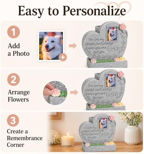 Pet Memorial Stone for Loss of Dog or Cat-Resin Dog Memorial Gifts with Flower Language Design-Heartfelt Pet Loss Sympathy Gift-Dog Passing Away Remembrance Keepsake - Image 3