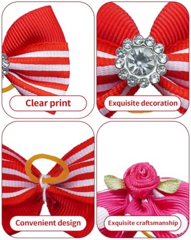 PET SHOW 100 Pack Girl Dog Hair Bows with Rubber Bands for Small Dogs Female Puppies Yorkies Pink Topknot Red Purple Medium Dogs Cats with Long Hair Assorted Pet Grooming Accessories (100) - Image 3