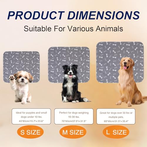 Puppy Pads with Pheromones, Washable Pee Pads for Dogs Potty Training, Reusable Dog Mat with Pet Hair Removal Gloves for Playpen, Crate, Whelping Box (Gray,M) - Image 2