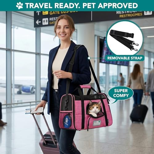 PetAmi Airline Approved Pet Carrier for Cats Small Dogs, Small Heather Pink - Image 5