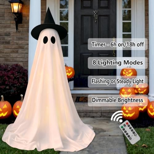 DAZONGE 2-Pack Halloween Ghost Decorations Outdoor with Remote Lights - Image 3
