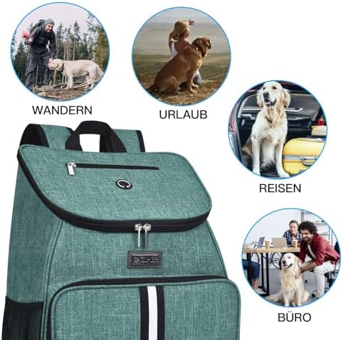 BAGLHER丨Dog Travel Bag, Airline Approved Pet Supplies Backpack, Dog Travel Backpack Accessories Set with 2 Silicone Collapsible Bowls and 2 Food Baskets. Green - Image 6
