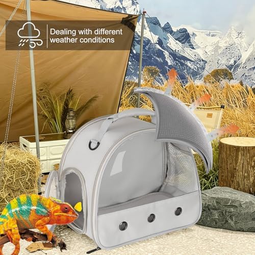 Bearded Dragon Carrier,Lizards Carrier, Small Animal Travel Carrier for Hedgehog Rat Parrot Bird Guinea Pig, Portable Guinea Pig Travel Carrier for 2(Grey) - Image 3