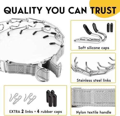 PetJett Prong Collar for Dogs - Choke Collar for Dogs, Pinch Collar for Dog, Adjustable Training Collar & Walking Tool for Small, Medium, or Large Breed - No Pull Stainless Steel Metal Choker Chain - Image 4