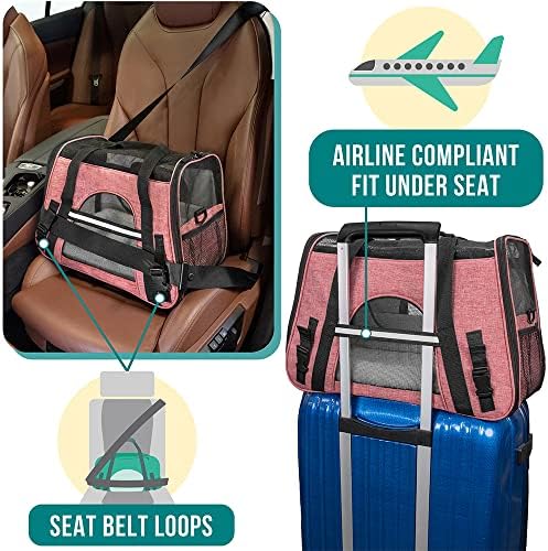 PetAmi Airline Approved Pet Carrier Cat Small Dogs, Large Heather White Red - Image 6