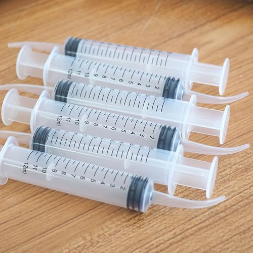 6PCS Pet Feeding Syringe Transparent Aseptic with Measurement 12ml Water Liquid Food Supply Feeding Dosing Device for Birds Dogs Cats Gardening Rinse (Curved Tip 6PCS) - Image 5
