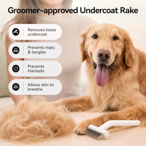 aumuca Undercoat Rake for Dogs, Deshedding & Dematting Comb for Cats, Horse - Image 3