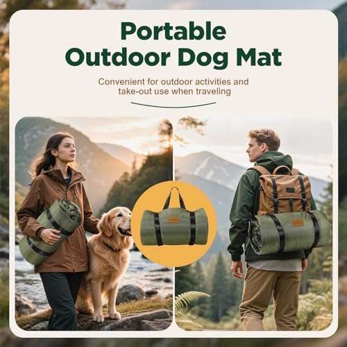 Gimars Upgraded Thickened Travel Dog Bed with Waterproof Film, Easy to Roll Up with Buckle, Large Outdoor Pet Bed for Medium & Large Dog, Portable, Washable Bed Mat for Camping,Traveling - Image 4