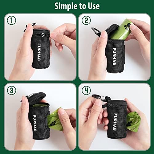 FURHAB Dog Poop Bag Holder for Leash with Carabiner Clip Soft Fabric - Image 5