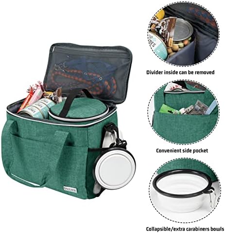 BAGLHER Dog Travel Bag Backpack Pet Supplies Backpack Pet Accessories Storage Bag 5-Piece Set With Shoulder Strap 2 Lined Pet Food Containers 2 Foldable Feeding Bowls Essential Kit for Pet travel - Image 3
