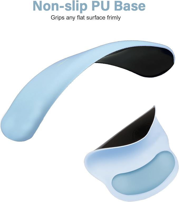 MOSISO Wrist Rest Support for Mouse Pad&Keyboard Set, Air Blue | Circle Curved Ergonomic Mousepad Non-Slip Base Home/Office Pain Relief&Easy Typing Pad with Soft Cloth&Silicone Lining - Image 5