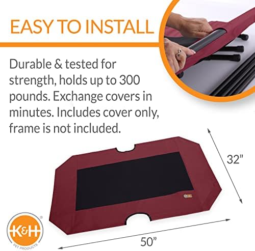 K&H Pet Products Original Pet Cot Replacement Cover (Cot Sold Separately) Red/Black X-Large 50 X 32 Inches - Image 3