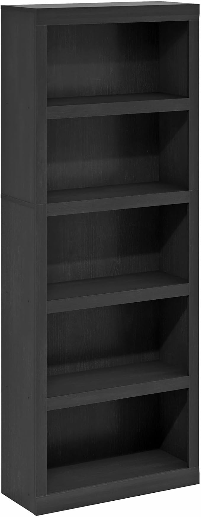 Furinno Rail Book Shelf, 5-Tier Bookshelf with Open Shelf, Bookcase with Classic Style Edges, 10 x 24.6 x 63.5, for Organization and Storage, for Living Room, Bedroom, Home Office, Blackwood - Image 6
