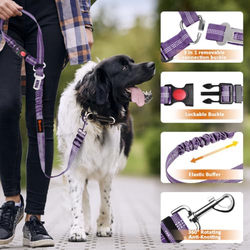 Laqibak Removable Dog Seat Belt Harness for Car, 3 in 1 Pet Seatbelt Leash - Image 5
