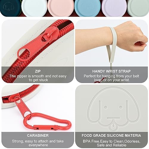 WALLFID Silicone Dog Treat Pouch Small Bag,with Pet Training Clicker,Walking Bag for Dog and Cat, Pocket Size, Easy to Clean, Odorless, Zipper Design,Moisture-Proof,Travel Walking Bag.(Pink) - Image 4