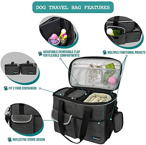 PetAmi Dog Travel Bag Organizer, Pet Supplies Diaper Tote, Dark Gray Medium - Image 4