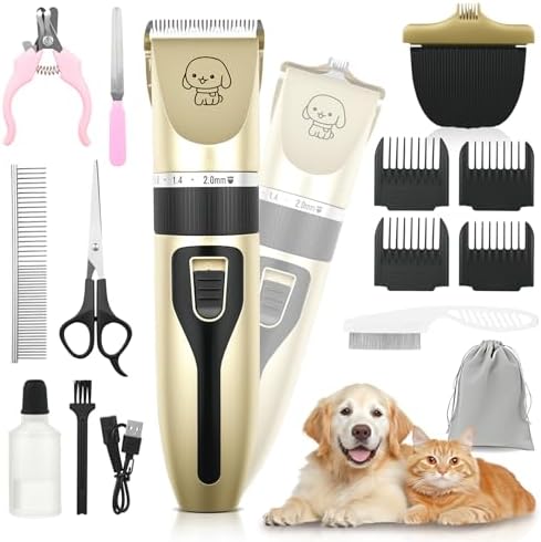 Dog Grooming Kit, Cordless Dog Clippers, Rechargeable Dogs Hair Trimmer by FrutPunch