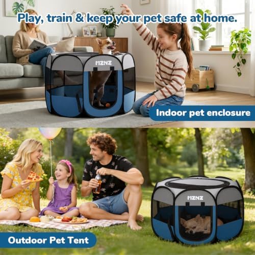 Dog Cat Small Animal Puppy Playpen Crate, Small, Grey Blue - Image 5