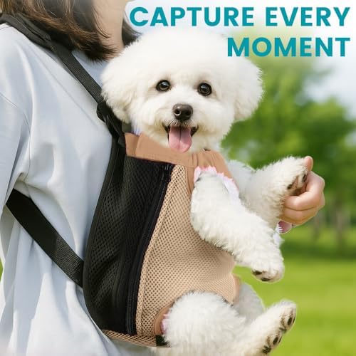 Mosago Dog Backpack Carrier, Front Chest Carrier for Small Dogs, Khaki, S - Image 6