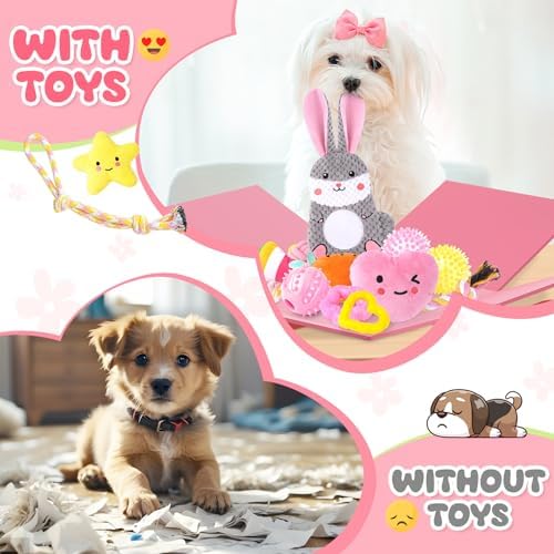 Zeaxuie 23 Pack Pink Puppy Toys for Teething, Small Dog Toys with Cute Puppy Chew Toys, Squeaky Dog Toys, Treat Ball and Interactive Rope Toys - Image 7