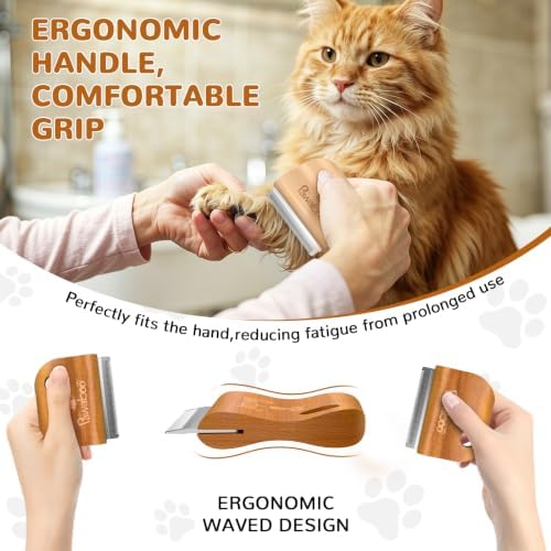 Pawaboo Deshedding Brush for Dogs&Cats, Wood Dog Hair Removal Comb, 3inch - Image 3