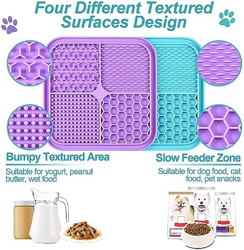2PCS Licking Mat for Dogs with Suction Cups, Premium Lick Pad for Anxiety Relief, Slow Feeder Dog Bowls, Perfect for Bathing, Grooming and Training - Image 2