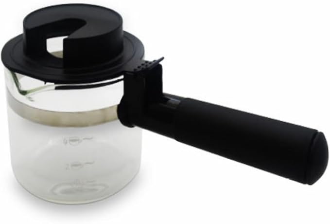 IMUSA 4 Cup Glass Replacement Carafe with Black Handle for Coffeemaker | Bare Glass Finish, Cool-Touch Black Handle with Lid, Ideal for Espresso, Perfect for Home or Office by VisitIMUSA