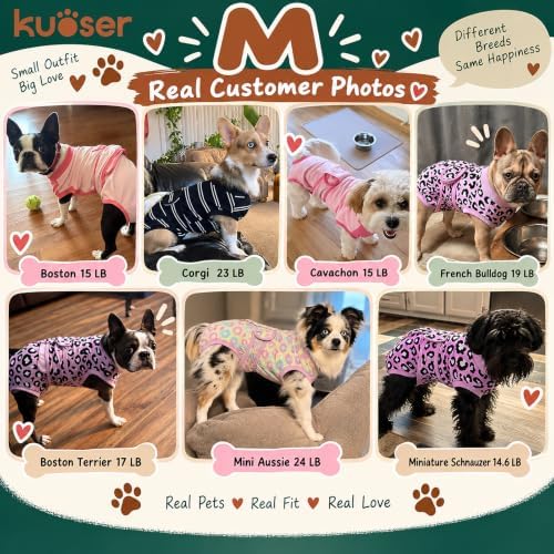 Kuoser Dog Recovery Suit, Female Male Spay Neuter Surgery Suit, Cloud, M - Image 5