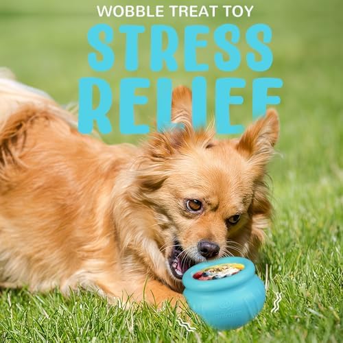 Wobbly Dog Enrichment Lick Toy, Stuffable Frozen Lick Bowl to Keep Dogs Busy, Long-Lasting Interactive Treat Dispensing Dog Toy, Silicone Fetch Catch Chew Toy(Teal,S) - Image 2