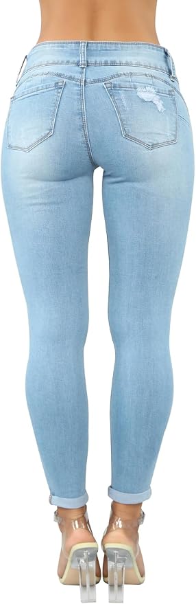 KUNMI Women's Skinny Ripped Trendy Jeans Distressed Stretchy Denim Pants - Image 5