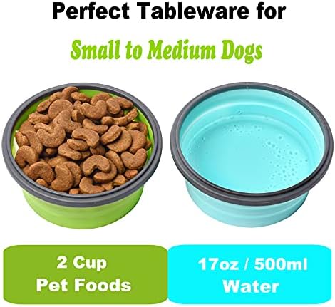 2 Pack Collapsible Silicone Travel Dog Bowls with Lids - Portable Pet Feeders, 17 oz 500ml - Image 3
