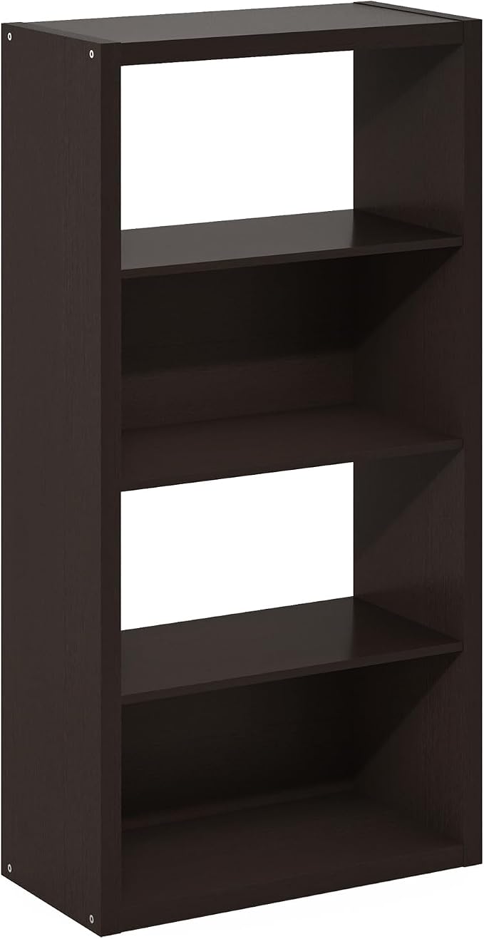 Furinno Viola 4-Tier Book Shelf, Extra Thick Frame Bookshelf, Dark Oak | Open Shelf, Open Back Design, 11.3" x 23.2" x 45.4", for Living Room, Bedroom, Home Office - Image 6
