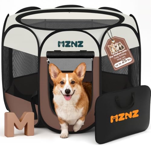 Dog Cat Small Animal Puppy Playpen Crate, Medium, Brown by MZNZ