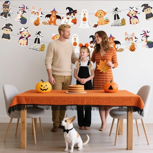 Halloween Ghost and Dog Party Banner, Indoor Decorations for Home and Classroom, Puppy Design - Image 6