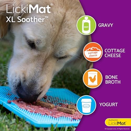 LickiMat X Large Breed Soother Dog Lick Mat, Dog Calmer, Slow Feeder, Anxiety Reliever Alternative to Puzzle Toys, Slow Feeding Bowls. Use Peanut Butter, Wet, Raw, Mixed Food, Healthy Treats - Orange - Image 4